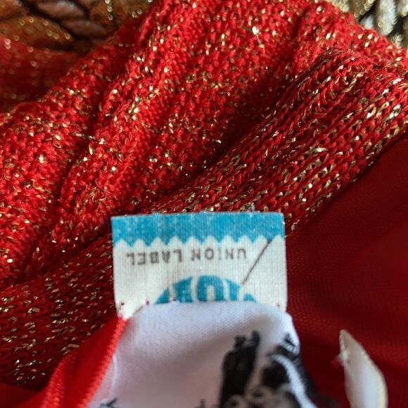 Vintage Gold Red Orange Hostess Maxi Party Dress. Union Label. - Picture 12 of 16